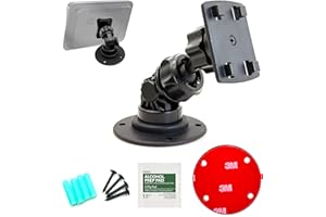 LycoGear Weather Resistant Rigid Designed Dashboard Adhesive or ELD AMPS Hole Drill Mount Compatible with 7"/9"/10.26 Carplay