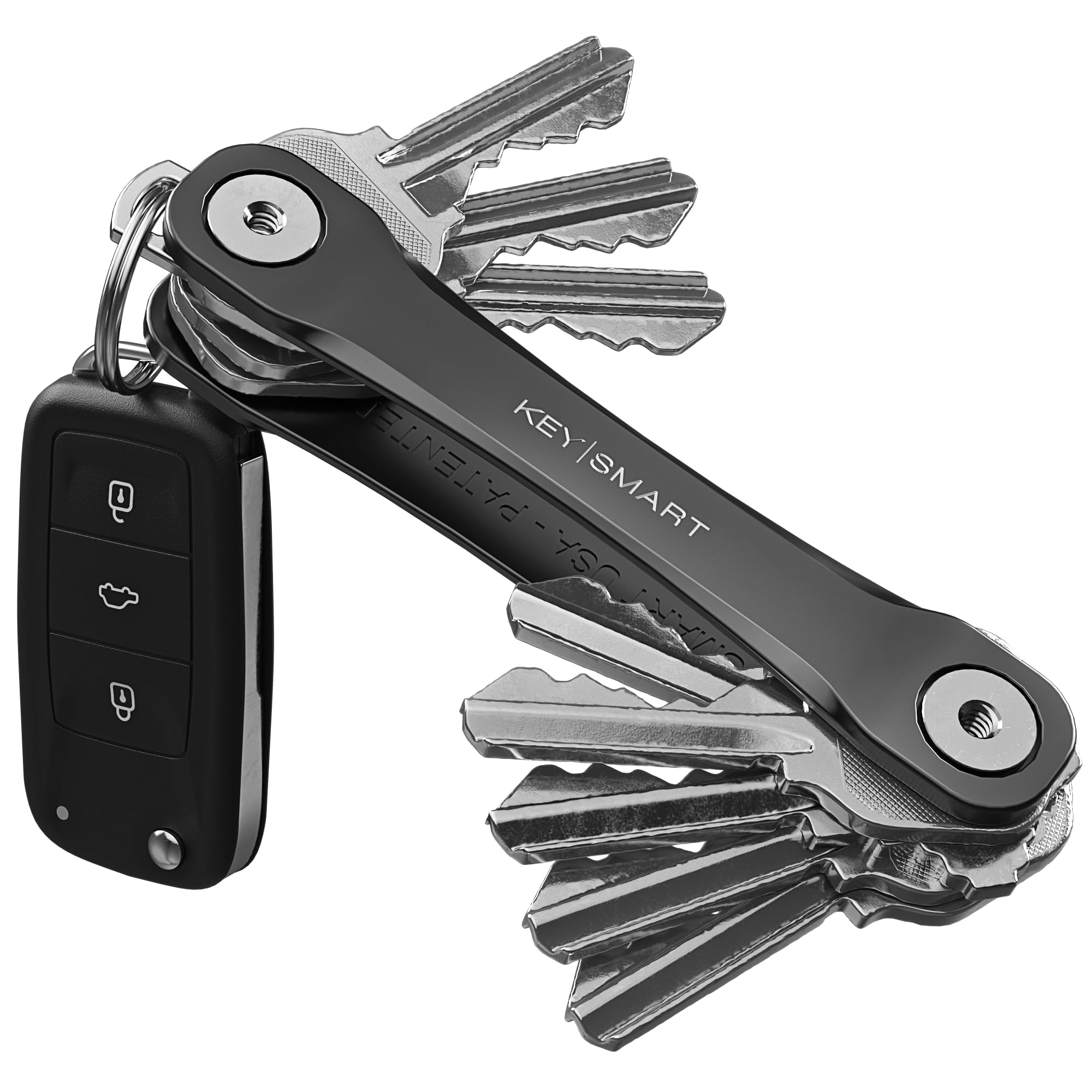 KeySmart Key Holder for Keychain KeyRing - Compact Key Organiser, Minimalist Clutter-Free EDC Key Chain, Key Ring for Key Fob, Gifts for Men, Expandable (Up to 8 Keys, Black) — image 1
