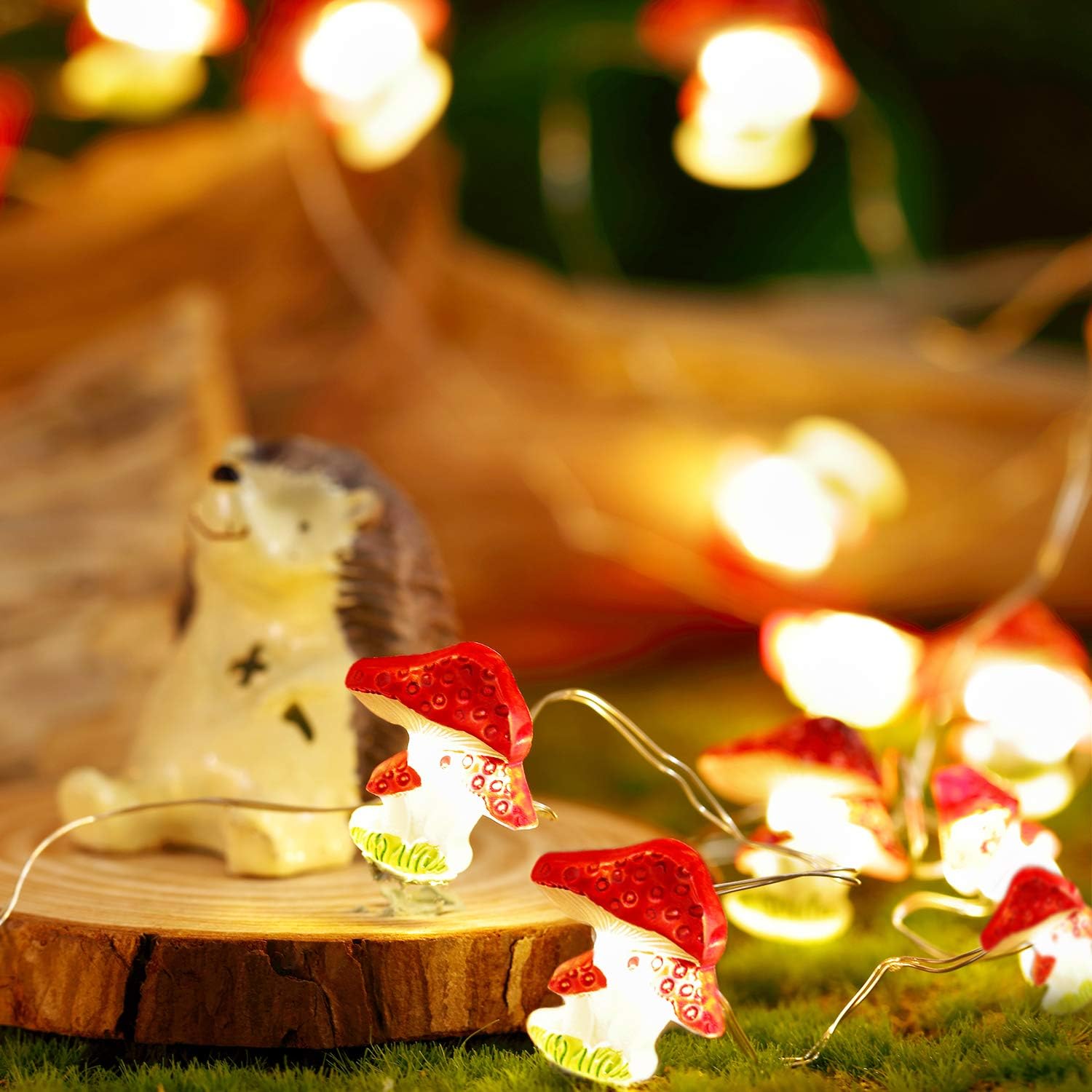 Mushroom String Lights, 10ft 30 LEDs String Lights, 8 Modes with Remote