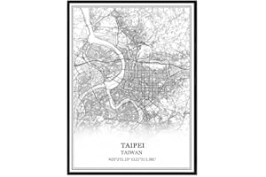 TANOKCRS Taipei Taiwan Map Wall Art Canvas Print Poster Artwork Unframed Modern Black and White Map Souvenir Gift Home Decor 9x11 Inches
