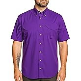 Tiger Hill Men's Short Sleeve Fishing Button Down Shirt, Breathable Outdoors Casual Lightweight Shirt