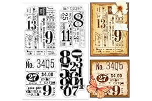 PH PandaHall Retro Numbers Clear Stamp for Card Making, Background Board Rubber Stamp Classic Stamp Vintage Transparent Seal 