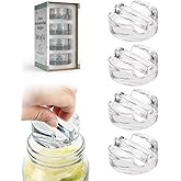 Elementi Fermentation Weight Set of 4 - Easy to Use Glass Fermenting Weights, Perfect Fit for Wide Mouth Mason Jars, Highly Durable Soda-Lime Glass Fermentation Kit for Sauerkraut, Kimchi & More