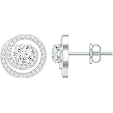 Certified Moissanite Stud Earrings in Silver, D-Vs1 Quality, Moissanite Swirl Earrings - Gift For Special Occasions