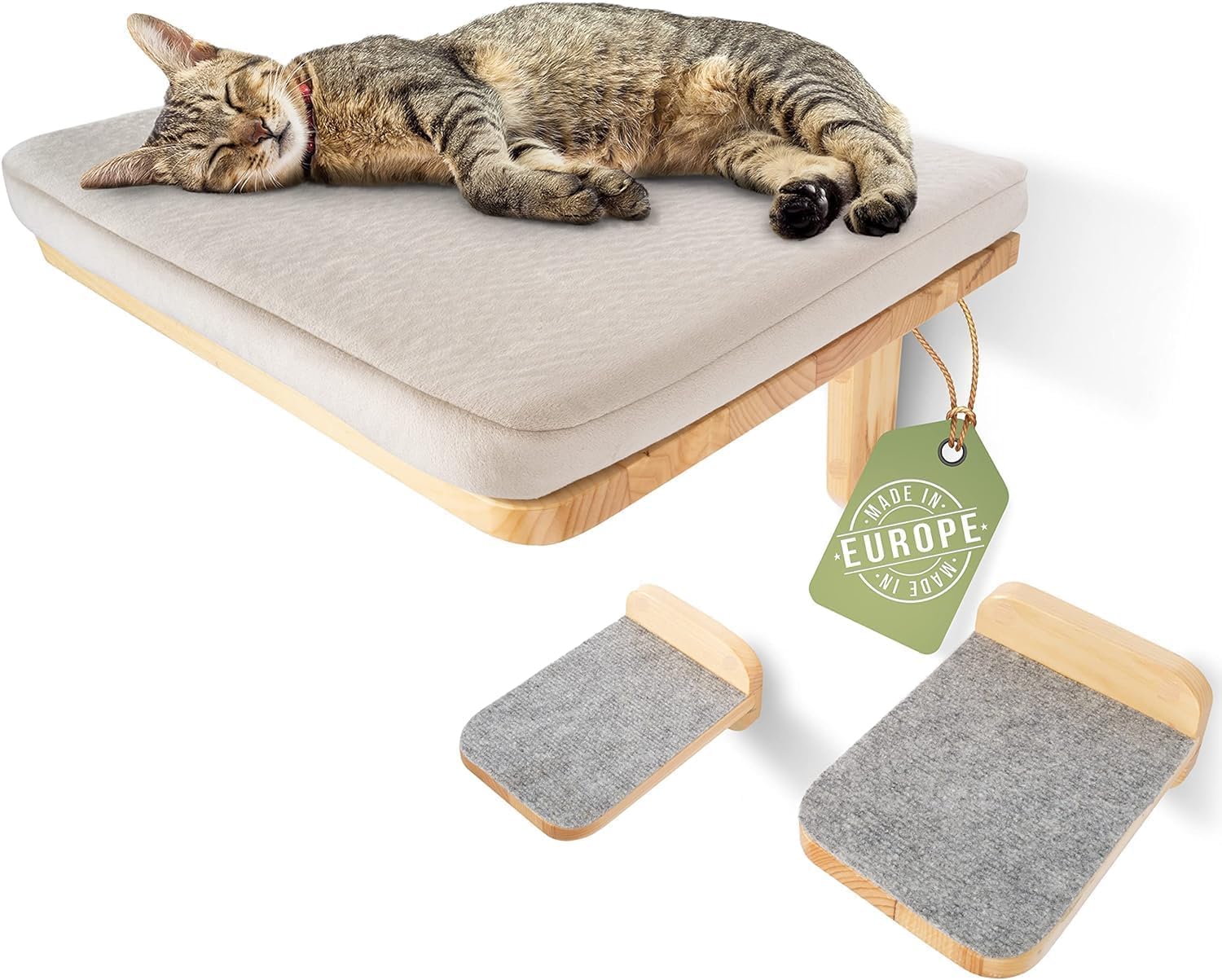 WOOWOOD® Kletterwand Katzen inkl. 2X Katzentreppe Wand [extrem Stabil] Katzen Wandelemente, Kratzbaum Wand, Katzenhängematte, Katzen Wand, Katzenwand, Wandkratzbaum, Katzenmöbel, Kletterwand Katzen