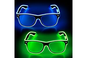 YouRfocus Led Light up Glasses 2 Pack Glow in the Dark for Rave Party, EDM (Blue + Green)