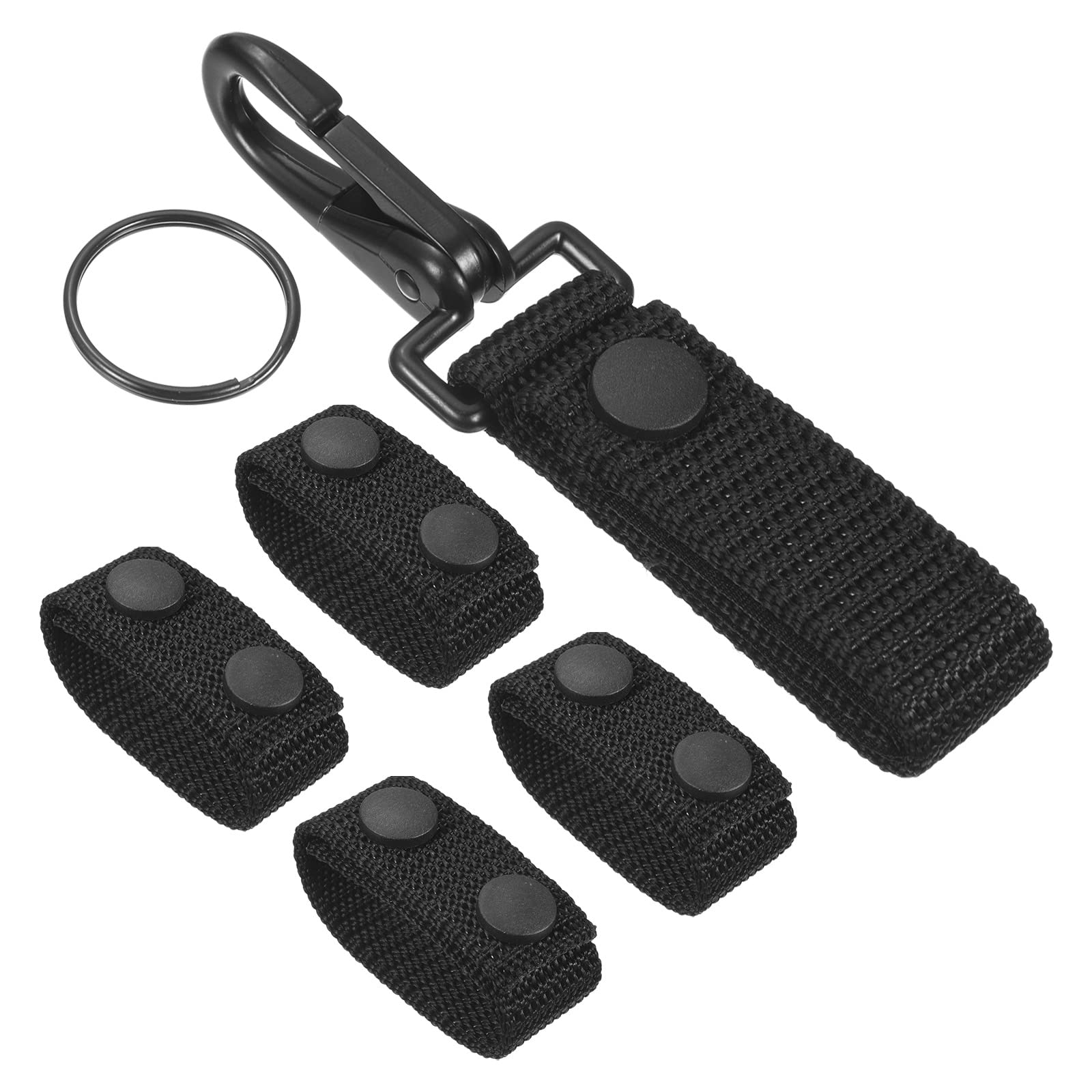 PATIKIL Belt Keeper Set, 5Pcs Nylon Webbing Strap Loop Key Holder with Snaps for Belt Security Fixing, Black