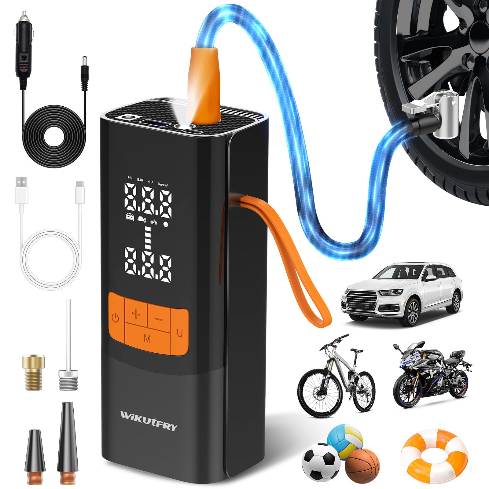 Photo 1 of **MISSING PARTS**
**NEEDS CHARGER**
Tire Inflator Portable Air Compressor, 15000mAh and 150PSI Car Tire Pump with Pressure Display for Cars, Motorcycles, Bicycles, Ball Bikes with Pressure Gauge, Dual-Use Type