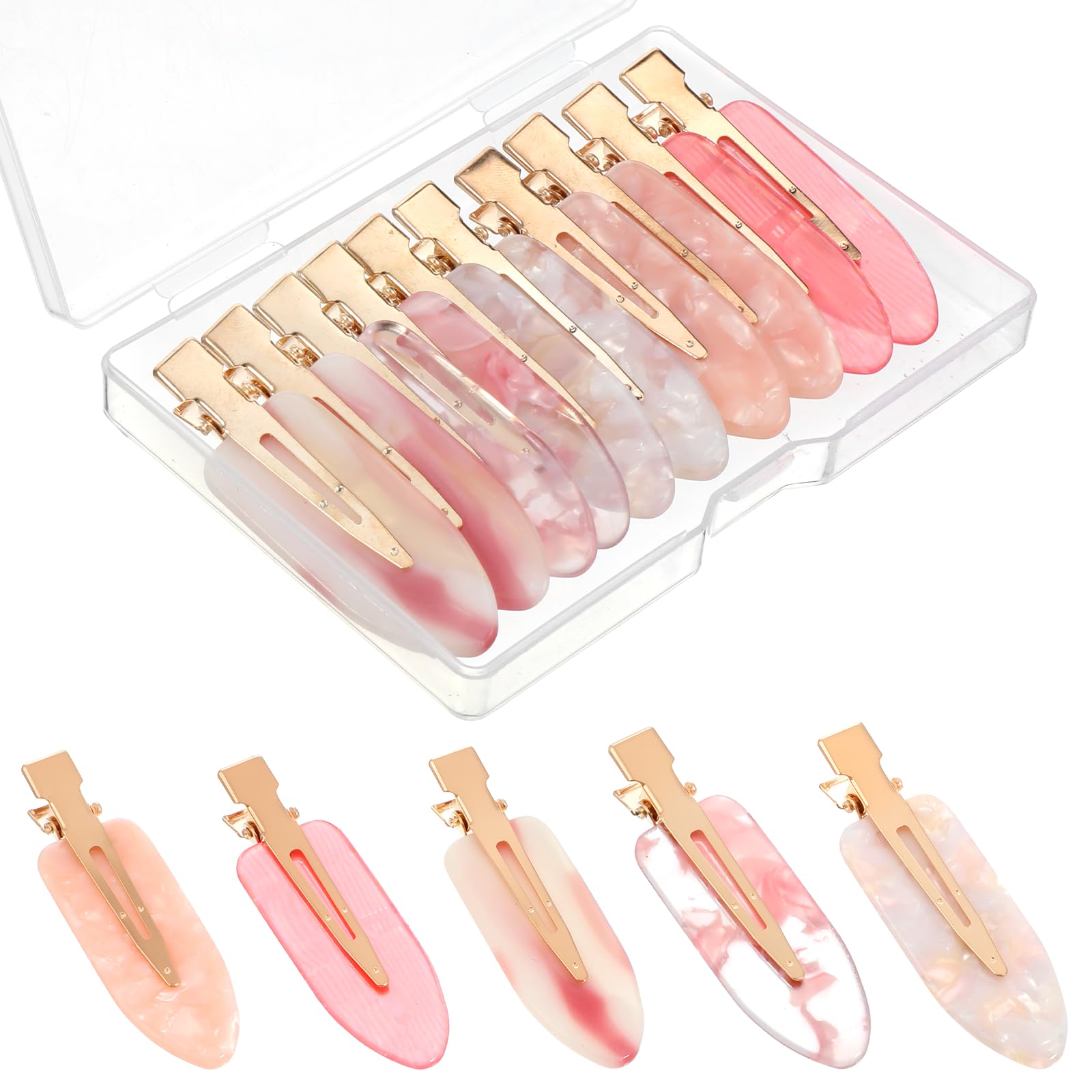 Photo 1 of 10 Pcs No Crease Hair Clips, No Bend Hair Clips Glitter Pink Bangs Clip Bridesmaid Barrettes for Makeup Creaseless Barrettes Bridesmaid Gifts HairSetting Clip