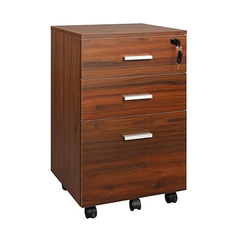 Devaise 3 Drawer File Cabinet Mobile Wood Filing Cabinet Fully