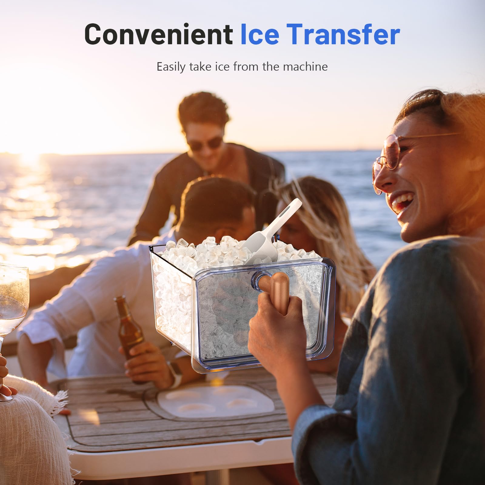 Nugget Ice Maker Countertop, 40lbs/24H, Pebble Ice Maker with Soft Chewable Ice, Self Cleaning Sonic Ice Machine, Stainless Steel w/Touch Screen for Home Office Bar Party- Silver