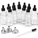12 Pack, 2 oz Glass Eye Dropper Bottles w/ 3