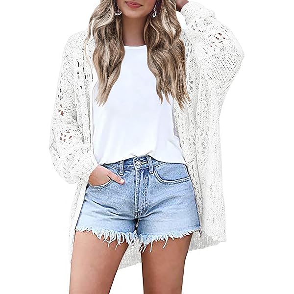 Womens Crochet Cardigan Sweater Kimonos Boho Solid Color Oversized 