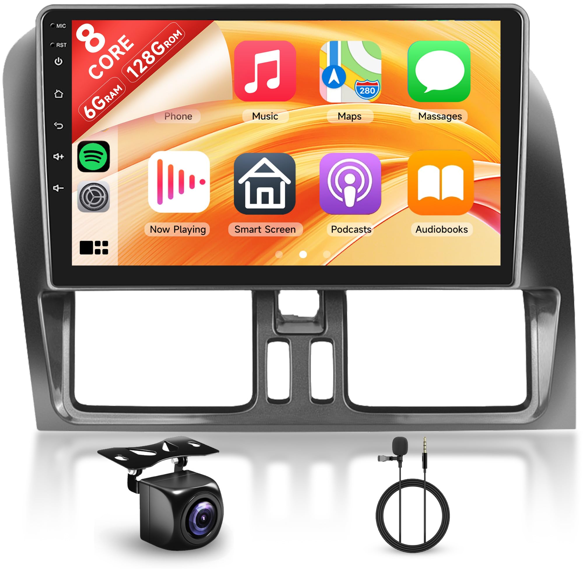 Photo 1 of 8 Core 6+128G Android Car Radio Stereo for Volvo XC60 2008-2013 with Wireless Carplay Android Auto, 9’’ Touchscreen Head Unit with Bluetooth Mirror Link GPS WiFi FM/RDS DSP Backup Camera SWC