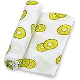 LollyBanks Swaddle Blanket, 100% Cotton Muslin Swaddle Blankets for Boys and Girls, Large 47 x 47 Inches Baby Blanket, Soft and Breathable Newborn Receiving Blankets, Registry (Kiwi Fruit Print)