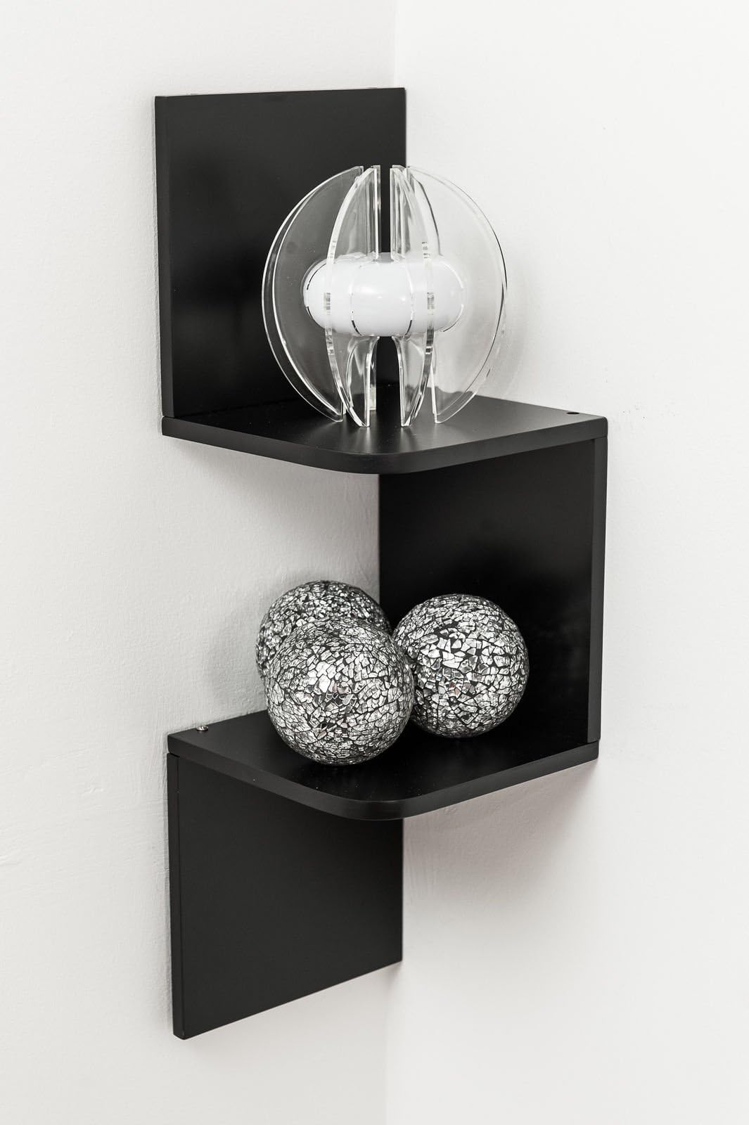 Floating Wall Mounted Corner ZigZag Shelf 2/3/5 Tier Storage Bookcase Display Unit Red White Black (2 Tier Black)