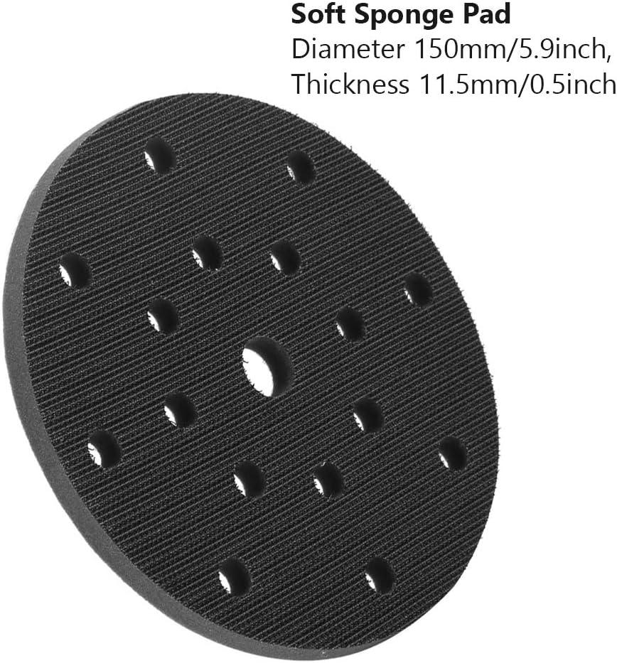 Sanding Soft Pad,150mm Diameter Soft Buffer Sponge Interface Cushion Pad for Sanding Pads(15 Holes) - Image 3