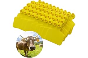 Blank Ear Tags Livestock Ear Tags for Cattle Goats Sheep Pigs Hogs Cows Cattle Calf Livestock Pack of 100 (Yellow)