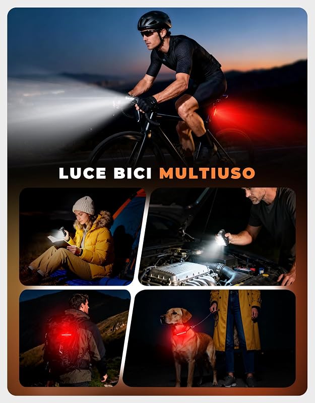 Luci Bicicletta LED, [Super Luminosa & Fascio Largo] Luci Bici