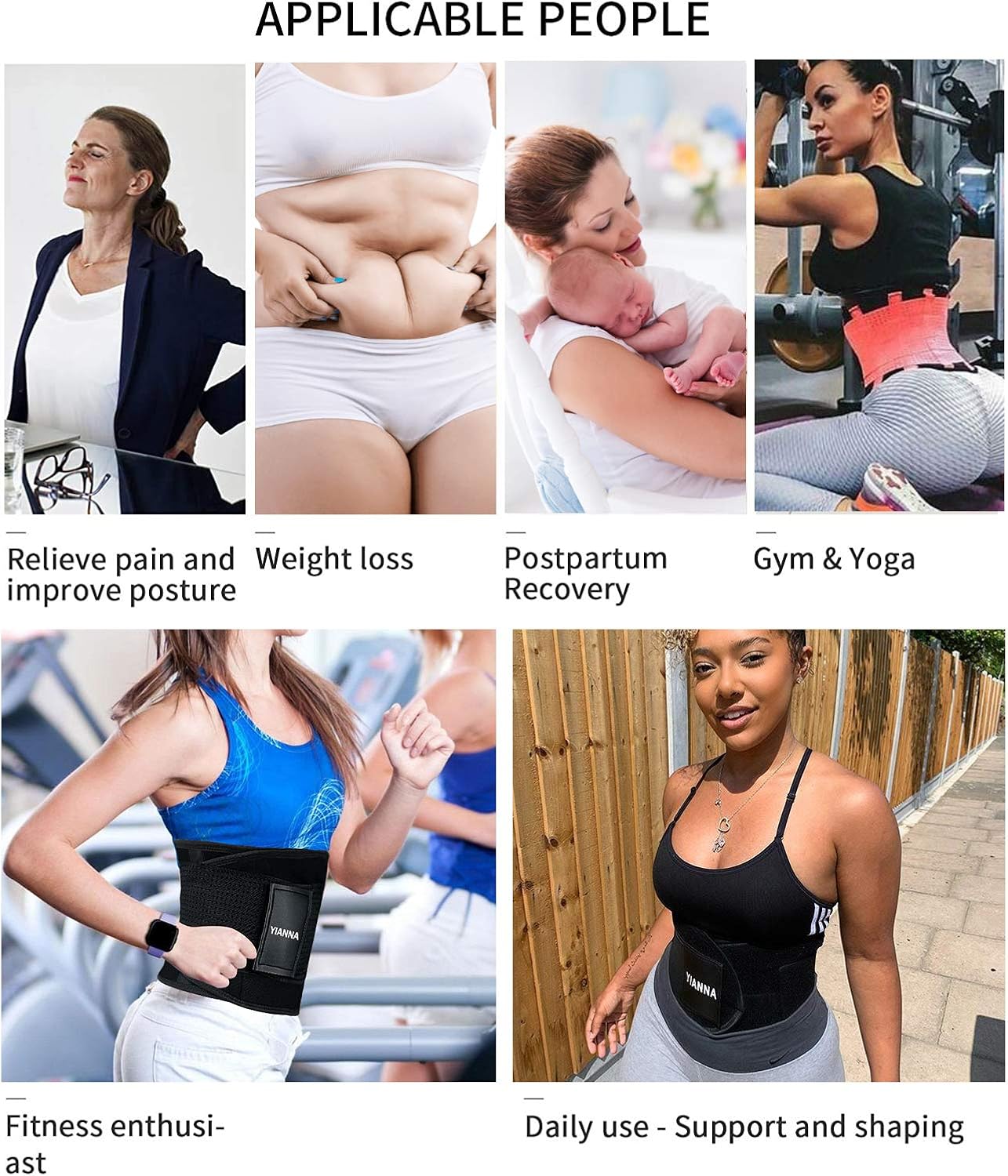YIANNA Women Waist Trainer Belt - Slimming Sauna Waist Trimmer Belly Band Sweat Sports Girdle Belt: Clothing