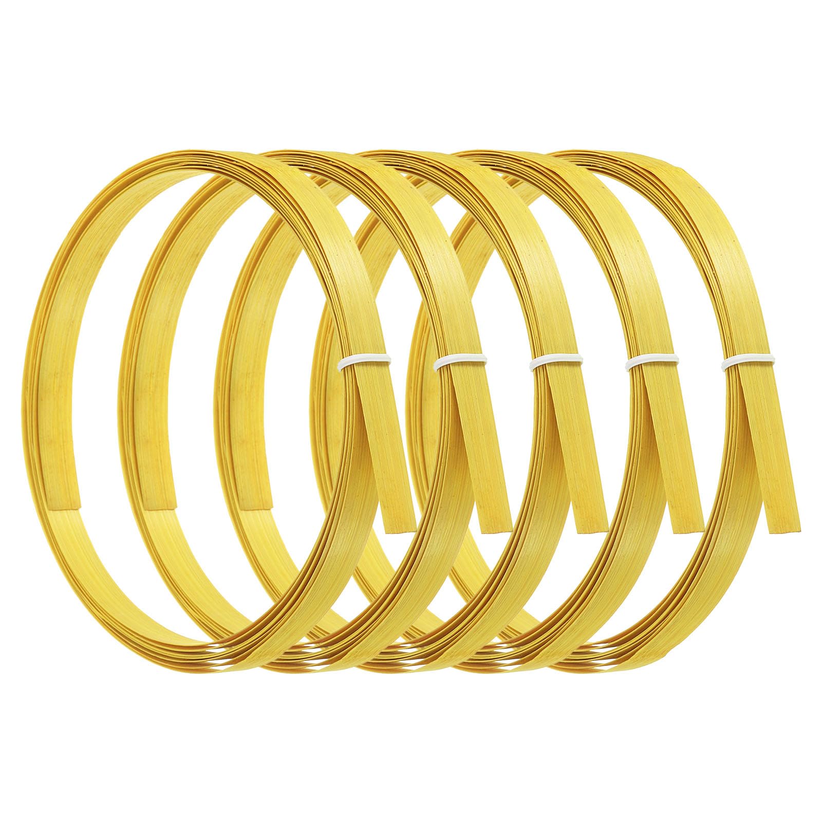 PATIKIL Bamboo Strips for Weaving 7/16" x 10 Ft, 5 Pack Thin Flat Wicker Rattan Cane Reed for Making Basket Webbing DIY Crafts, Yellow