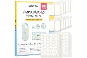 JOLVKA Pimple Patches for Face, 368 Counts 5 Sizes Large Patches, Hydrocolloid Blemishes Patch, Spot Dots Cover for Body, Chi