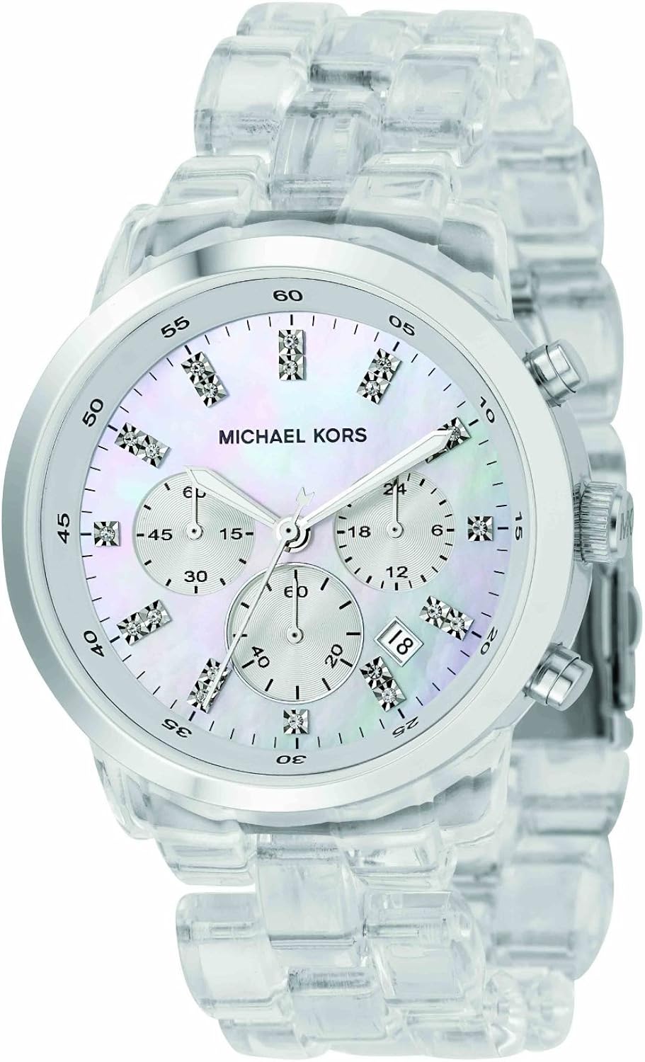 Michael Kors Ladies Chronograph Watch with Clear Lucite Acrylic ...