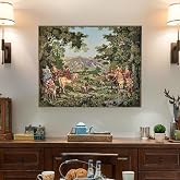 AureoMadis Woven Tapestry Wall Hanging - Large Vintage Medieval Renaissance Victorian Art Home Decor for Living Room Bedroom (34.5" W x 28.0" H) - Hunting Scene with lining (Earthy：Hunting Scene-with lining)