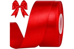 CLUEWR 1-1/2 Inches 50 Yards Red Satin Ribbon, Solid Fabric Ribbon Roll for Flower Bouquets, Gift Wrapping, Wedding, Handmade Crafts