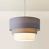 MiniSun Round Modern 3 Tier Fabric Ceiling Pendant Light Shade Dark Grey 30cm