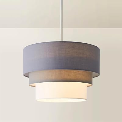 MiniSun Round Modern 3 Tier Fabric Ceiling Pendant Light Shade Dark Grey 30cm