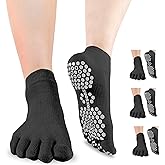 Soxsense Multi-Pack Sports Grip Toe Socks with Cushion, Non-Slip Finger Socks for Pilates, Home Gym, Soccer, basketball