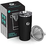 Pour Over Coffee Travel Mug - Coffee Gator all-in-one Travel Coffee Maker and Thermal Cup - Vacuum Insulated Stainless Steel 
