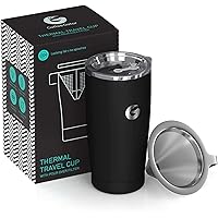 Pour Over Coffee Travel Mug - Coffee Gator all-in-one Travel Coffee Maker and Thermal Cup - Vacuum Insulated Stainless…