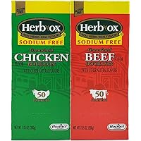 Herb-Ox Sodium Free Bouillon Bundle,`Beef and Chicken, 100 Total Packets
