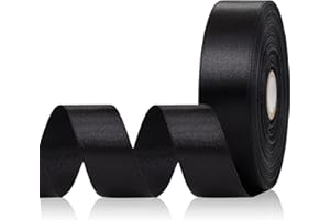 Aoropo Black Satin Ribbon 1 Inch, 60 Yards Fabric Ribbon for Gift Wrapping, Hair, Crafts, Graduation Wreaths, Flower Bouquet, Invitation Cards, Halloween