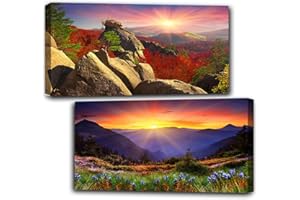 OFRKE 2 Pack Diamond Painting Kits，Large 5D DIY Sunrise Diamond Painting Kits for Adults，DIY Full Drill Crystal Rhinestone Arts and Crafts，Mountain Gem Art Painting with Diamond Home Wall Decor (28X16inch)