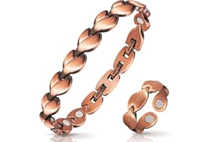 MAHNCO Copper Bracelets for Women Lymph Detox Magnetic Bracelets, 100% Solid Pure Copper Bracelet with 3500 Gauss Magnets & Lymphatic Drainage Ring with Adjustment Tool