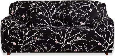 Teynewer 1-Piece Fit Stretch Sofa Cover 3 Seater Black Pattern