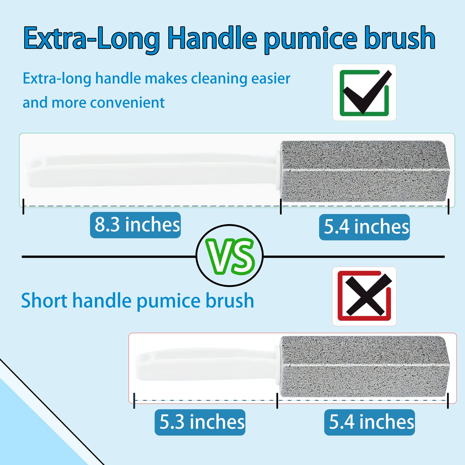 2 Pack Pumice Stone for Toilet Cleaning, Extra Long Handle for Removing Bowl Ring, Pool, Bathroom, Toilet Brush