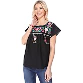 unik Women Traditional Puebla Mexican Embroidered Blouse