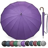 G4Free 54 Inch Large Windproof Umbrella for 2 Persons, 16 Ribs Auto Open Classic Wooden J Handle Cane Stick Golf Rain Umbrellas for Men Women Travel 120cm