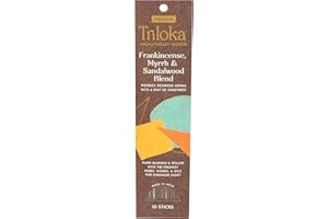 Triloka Premium Incense, Frankincense-Myrrh-Sandalwood Blend, 10 Sticks