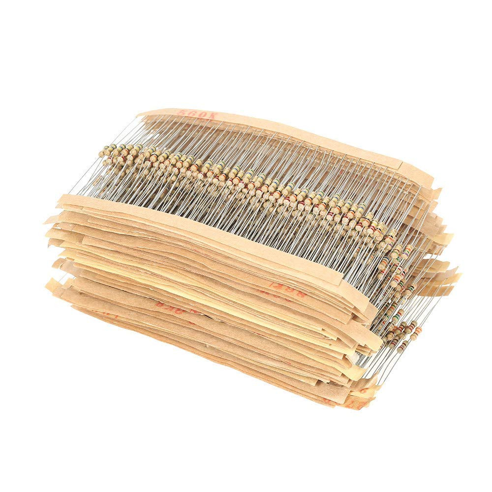 ARCELI 1500pcs 75 Values 1 ohm to 10M ohm 1/4W 5% Carbon Film Resistors Assortment Kit Electronic Components