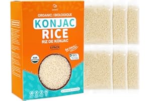 Soeos Organic Dried Konjac Rice, 6 Pack (40g Each), Plant-Based, Quick-Cooking Rice Alternative, Pantry Staple for Stir-Fries