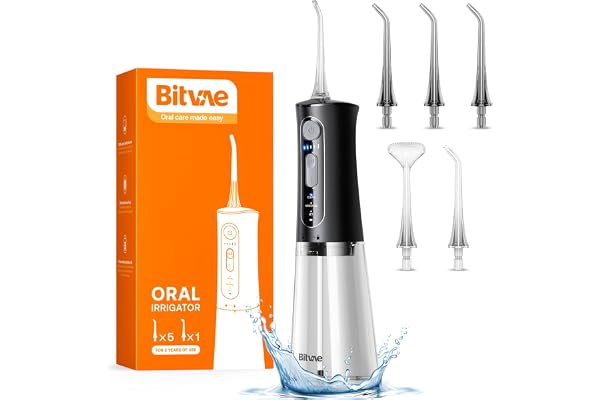 Bitvae Water Dental Flossers for Teeth, Cordless Flosser with 3 Modes & 5 Intensities, Water Teeth Cleaner Picks for Cleaning