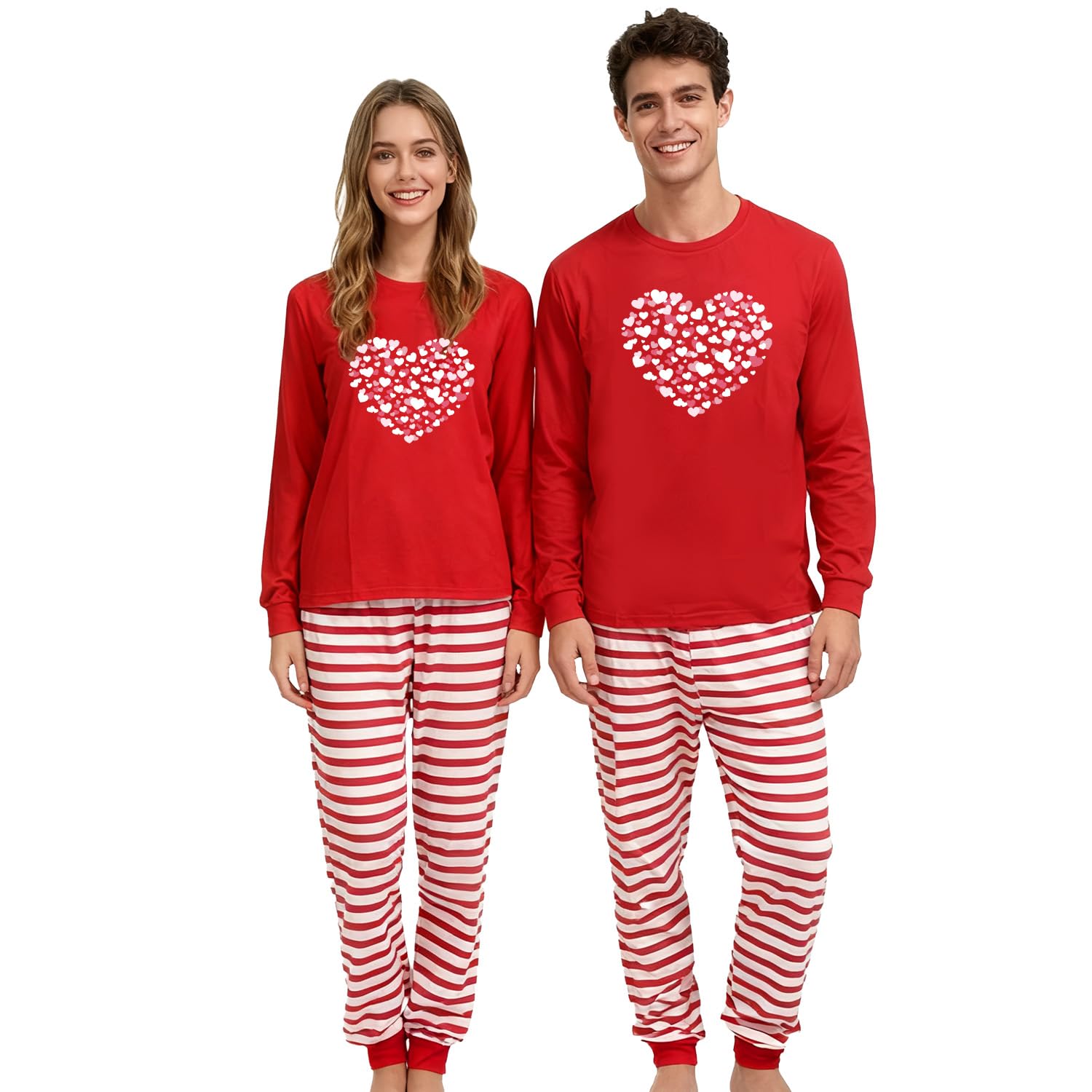 Photo 1 of **ONLY ONE SET***SUWATOIN Valentines Day Matching Pajamas Set for Couples Men Women Sleepwear Love Heart Long Sleeve Pjs 2XL