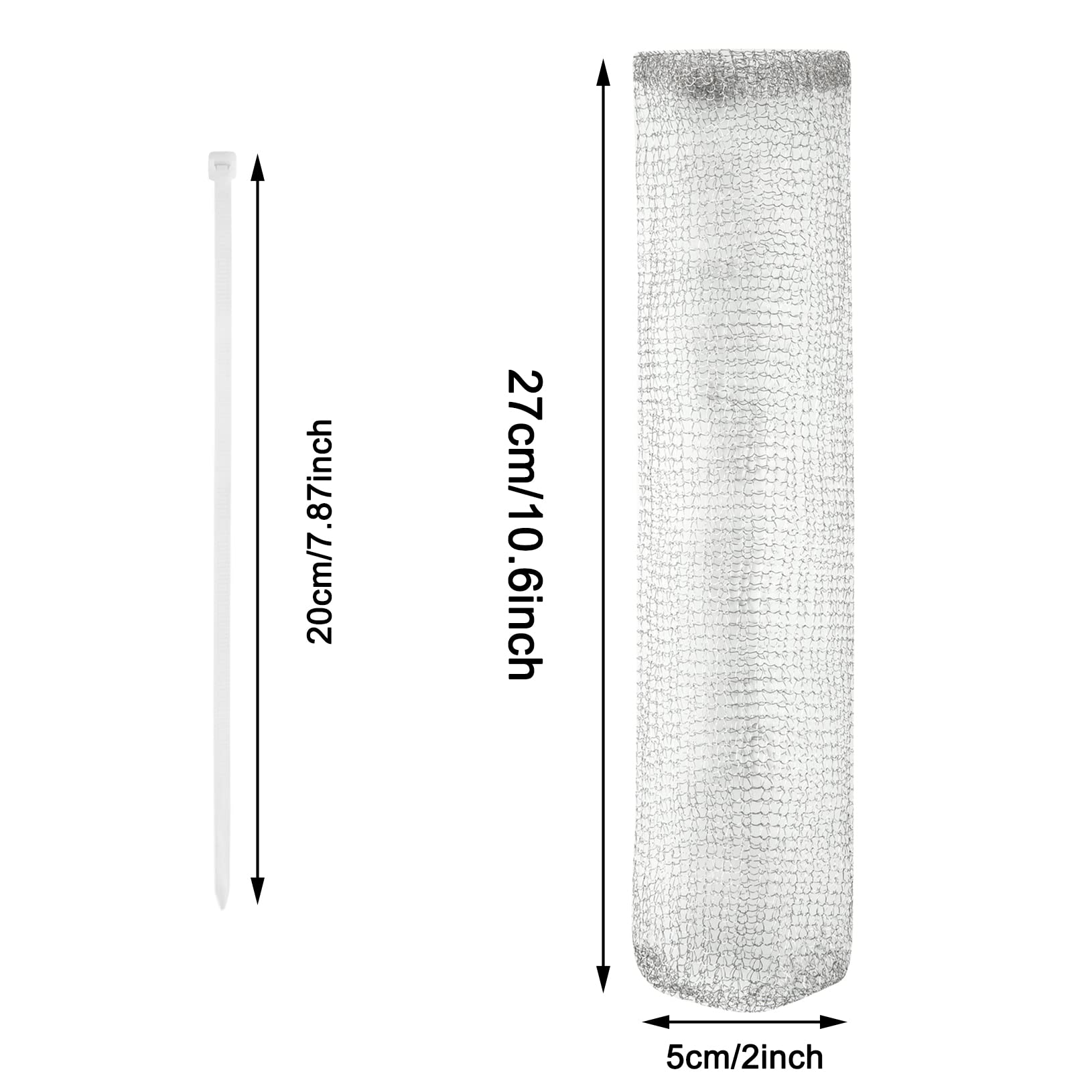 24 Pieces Lint Traps Washing Machine Stainless Steel Lint Snare Traps Laundry Mesh Washer Hose Filter with 24 Pcs Cable Ties