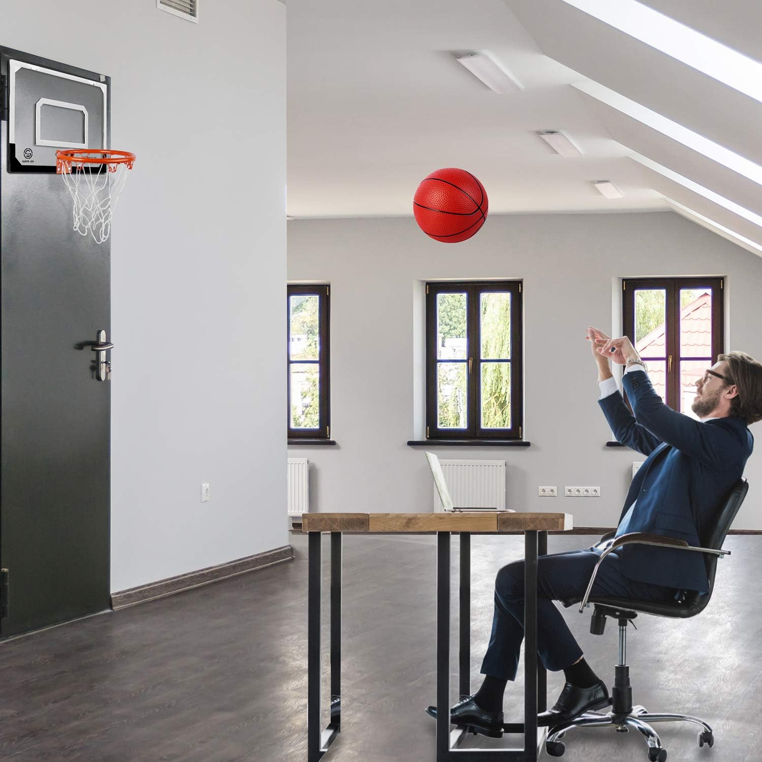 SUPER JOY Pro Indoor Mini Basketball Hoop Over The Door - Wall Mounted Basketball Hoop Set with Complete Accessories - Basketball Toy for Kids & Adults : Sports & Outdoors