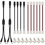 HitLights LED Strip Connector 2Pin 8mm LED Connector Kit Include Solderless Gapless Connector, 6Inch Jumper Connector, DC Fem